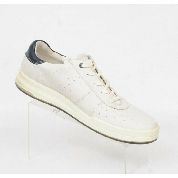 Ecco Beige Leather Perforated Toe Comfort Sneaker Shoe Mens 46 US 12-12.5 Casual - Picture 3 of 12